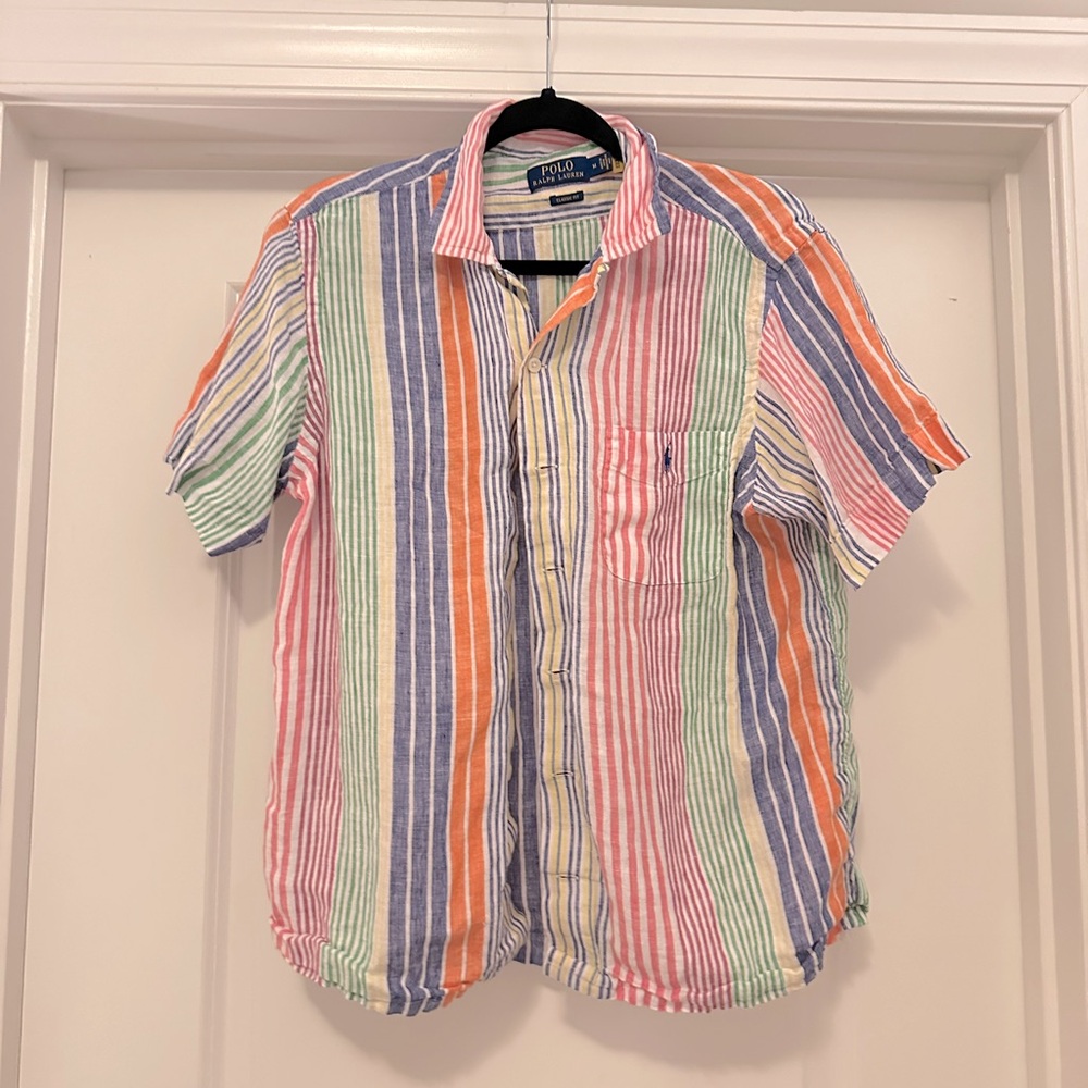 WORN ONCE. Men’s Polo Prepster Shirt Striped Multicolor size M